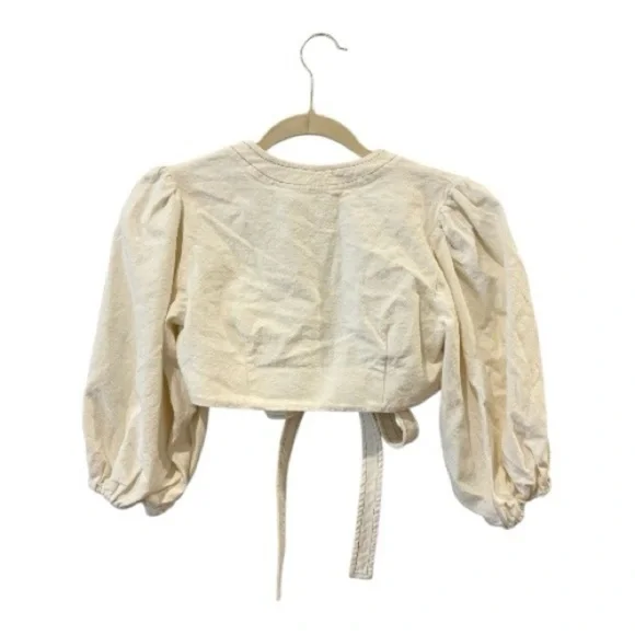The Handloom Los Angeles Chloe Top Front Tie Crop Blouse Top - Picture 4 of 8